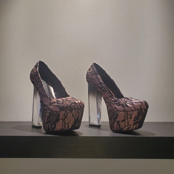Pink and Black Platform Heels - Picture 1 of 2